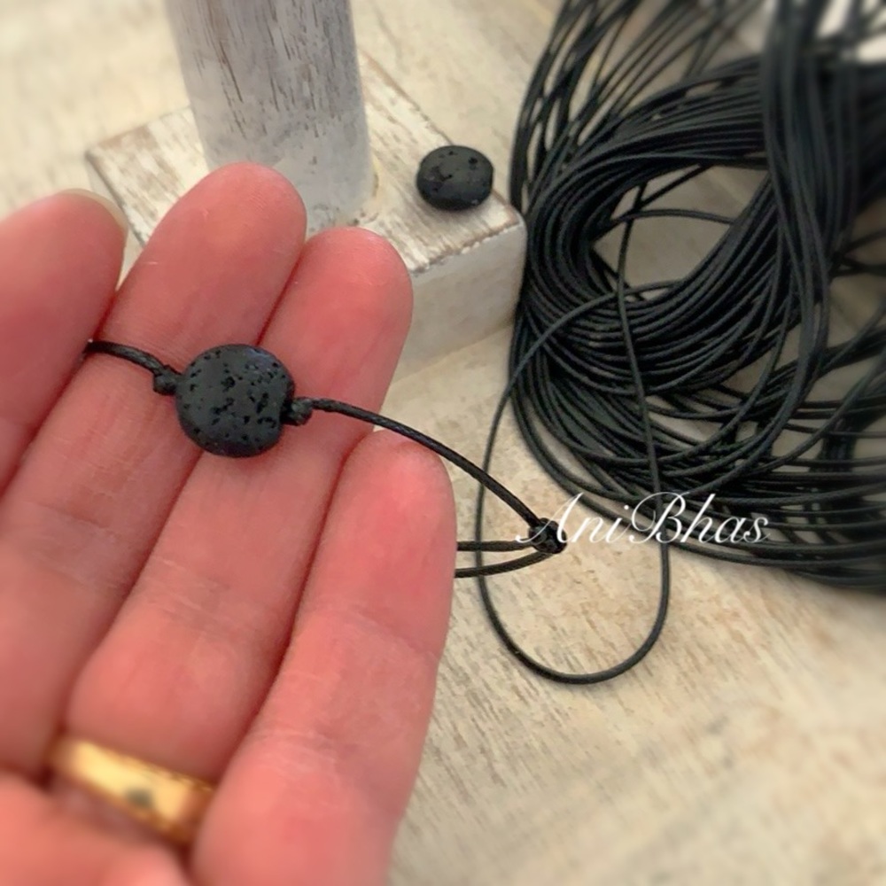 Lava Stone Men’s Wax Cord Adjustable Bracelet